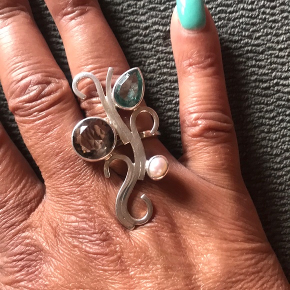Handmade Sterling Silver Adjustable Gemstone Ring